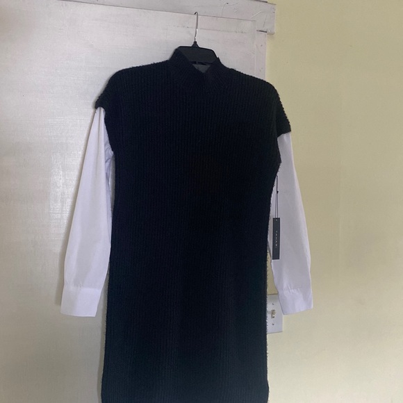 Tahari Combination Long Sweater White Crisp Shirt New With Tags